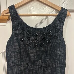 Vintage Milly of New York black sheath dress with scoop neck and beaded details